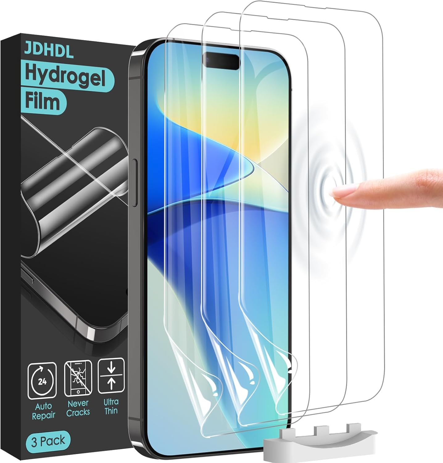 3 Pack Flexible Film Screen Protector for iPhone 16 Pro, Non-breakable Soft TPU Hydrogel Film for iPhone 16 Pro Screen Protector Film (NOT Glass)