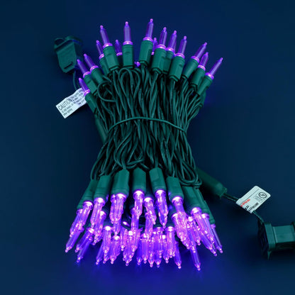 100 Purple One-Piece LED Christmas Lights, 33 ft Green Cord High Waterproof UL Certified T5 Outdoor String Lights (Purple)