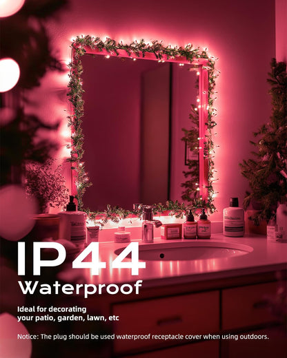 Brightown Pink Mini String Lights, 100-Count 26.5ft Incandescent Bulb Valentine's Day Fairy Lights for Indoor Holiday Decoration, Christmas Tree Garland Wedding Party Multi-Use Decor, White Wire