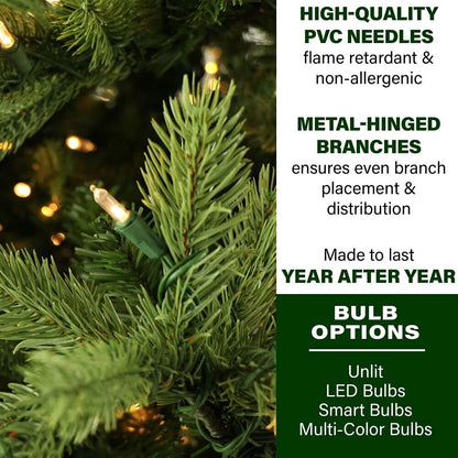Fraser Hill Farm 6.5-Ft. Foxtail Pine Artificial Christmas Tree with Warm White LED Lights and Stand, Prelit Foldable Fake Tree with Realistic Foliage for Home Decoration