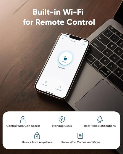 eufy Security Smart Lock C30, Keyless Entry Door Lock, Built-in WiFi Keypad Deadbolt for Front Door, No Bridge Required, Easy Installation, App Remote Control, Reliable Power, BHMA Grade 3