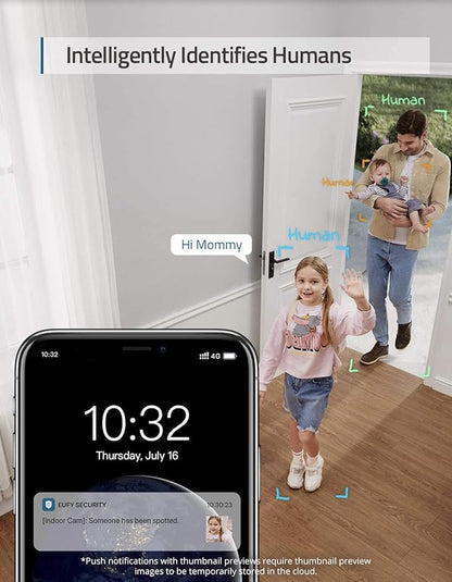 eufy Security Indoor Cam C120 | Plug-in Security Camera 3 MP | 2K with Wi-Fi | IP Camera | Voice Assistant Compatibility | Night Vision | Two-Way Audio | HomeBase 3 Compatible | Audio and Motion Alert