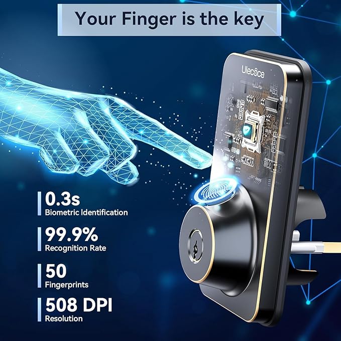 Keyless Entry Door Lock with Handle Set - Built-in WiFi, App Control & Doorbell, Electronic Keypad Deadbolt with One-Time Code, Auto-Locking, Easy to Install, Oil Rubbed Bronze