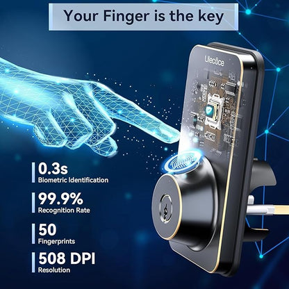 Keyless Entry Door Lock with Handle Set - Built-in WiFi, App Control & Doorbell, Electronic Keypad Deadbolt with One-Time Code, Auto-Locking, Easy to Install, Oil Rubbed Bronze