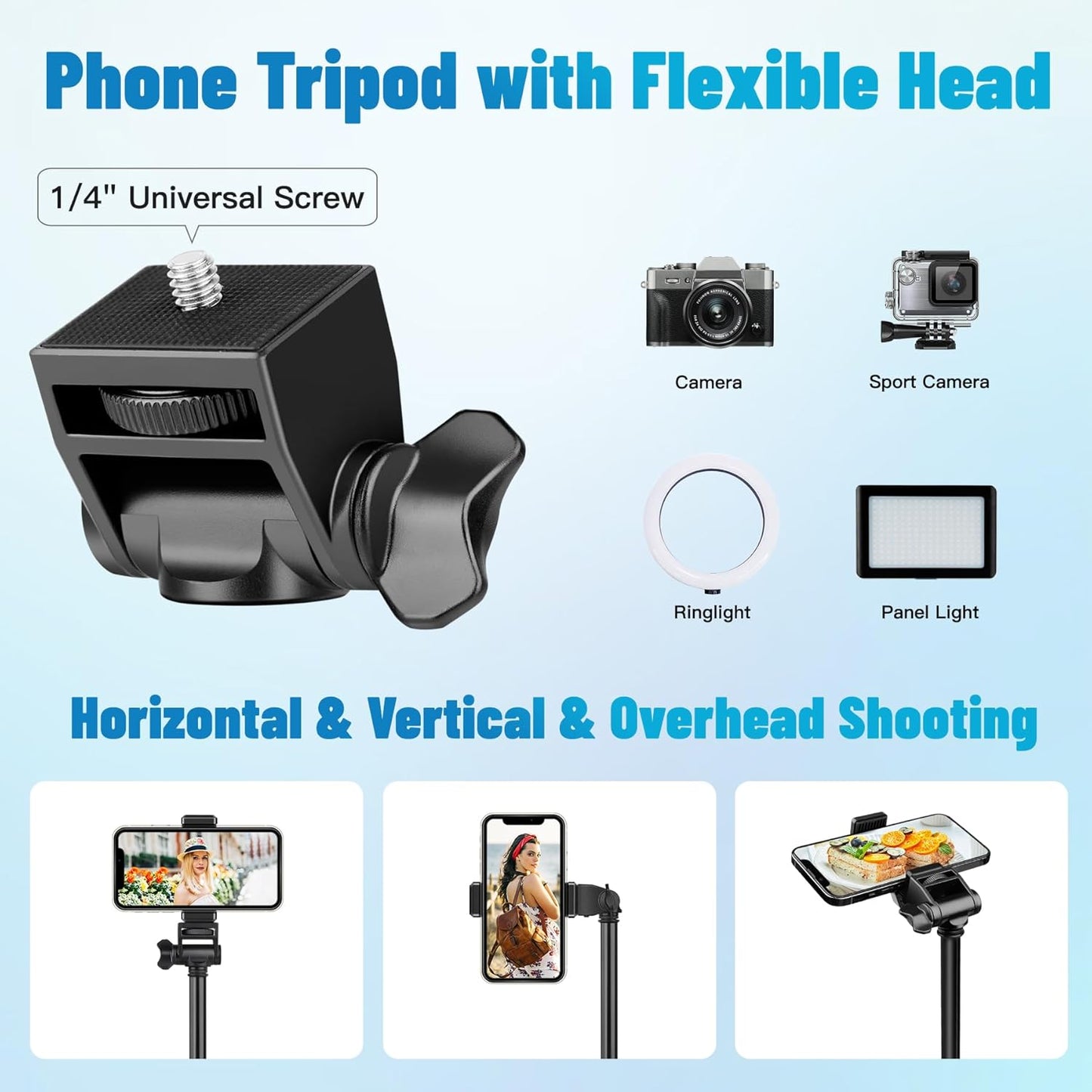 Victiv 70" Phone Tripod, Camera Stand Tripod with Remote and Phone Holder, Sturdy & Stable, Height Adjustable Selfie Stick Mode, Perfect for Selfies/Recording/Vlogging/Live Streaming
