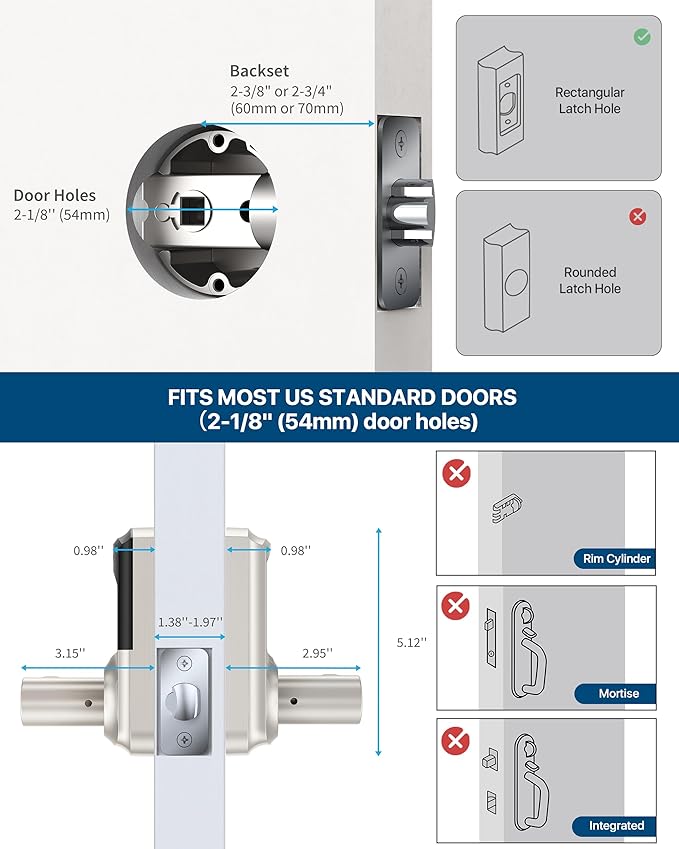 HIDALIFE Keyless Entry Door Lock with Keypad and Handle for Front Doors, Touchscreen, Anti-peep Password, Auto-Locking, Satin Nickel 4 Pack