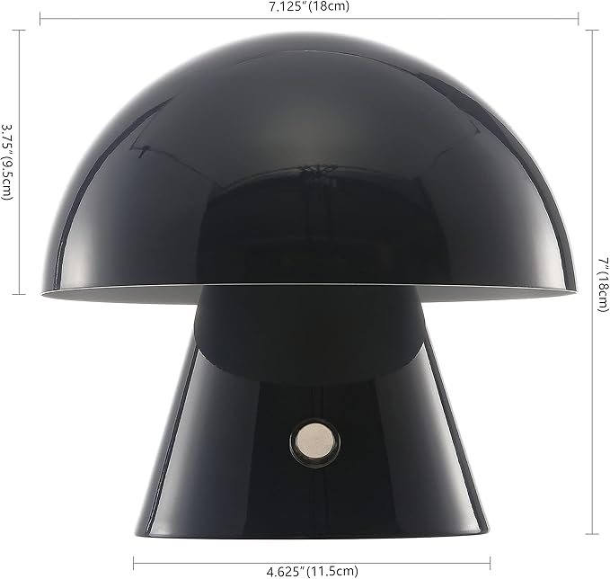 JONATHAN Y 7" Navy Rechargeable Cordless Mushroom Table Lamp, Portable LED Nightstand Lamp for Bedroom Living Room, Metal Shade, 3-Way Dimmable Touch Sensor Modern Accent (JYL7116E)