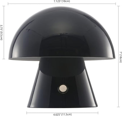 JONATHAN Y 7" Navy Rechargeable Cordless Mushroom Table Lamp, Portable LED Nightstand Lamp for Bedroom Living Room, Metal Shade, 3-Way Dimmable Touch Sensor Modern Accent (JYL7116E)