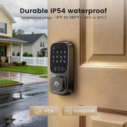 Smart Lock with Palm Vein, Keyless Entry Door Lock for Front Door, WiFi Electronic Door Lock with Keypad Deadbolt, Auto Lock, Voice Control, Compatible with Alexa & Google Assistant