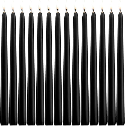 14 Pack Black Taper Candles 12 Inch Tall 3/4 Inch Thick Burn 10 Hours