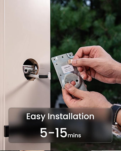 DESLOC A100F Keypad Fingerprint Door Lock, Keyless Entry Door Lock, Smart Lock Deadbolt for Front Door, Easy Installation, Emergency Power Port,12 Months Battery, IP54 Waterproof, 5 Keys