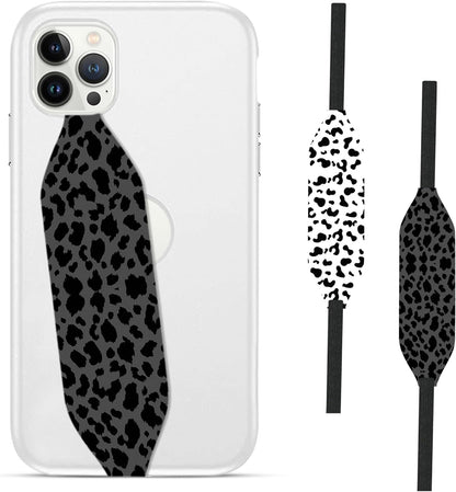 Phone Grip Strap - Reversible Finger Holder for Phone Back, Customizable Anti-Slip Design, Wireless Charging Compatible Detachable Holder for iPhone - Leopard Night
