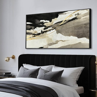 Gold Wall Decor Black Wall Art Abstract Wall Art for Living Room Framed Artwork for Office Modern Pictures for Wall 20”x40”