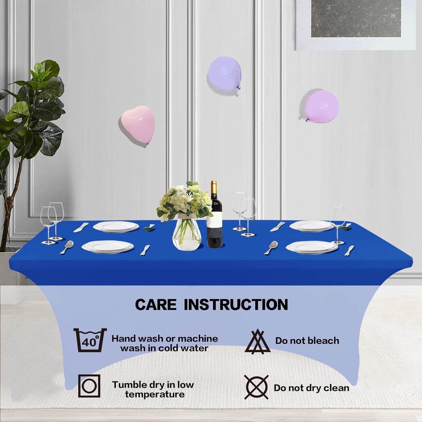 IVAPUPU 6FT Table Cloth for Rectangular Fitted Events Stretch Royal Blue Table Covers Washable Cover Spandex Tablecloth Protector for Party, Wedding, Cocktail, Banquet, Festival