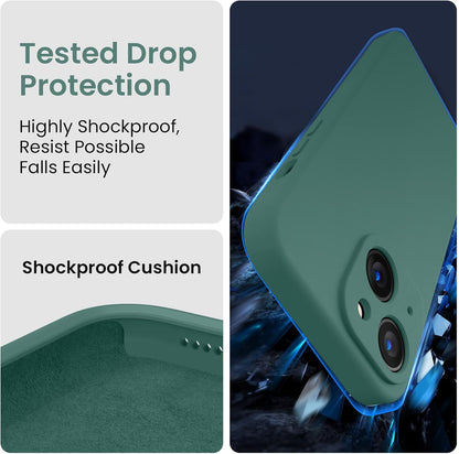 FireNova Designed for iPhone 15 Plus Case, Silicone [Camera Protection] Case with [2 Screen Protectors], Soft Anti-Scratch Microfiber Lining Inside, 6.7 inch, Midnight Green