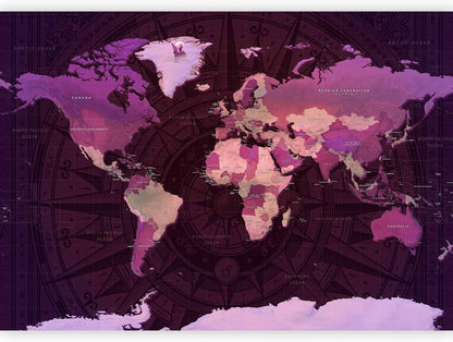 artgeist Wall Mural World Map 173x124 in - Peel and Stick Self-Adhesive Wallpaper Removable Large Sticker Foil Wall Decor Print Picture Image Design Map of The World k-A-0273-a-a