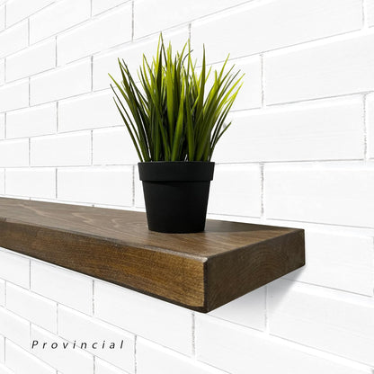URBANDI, Rustic Floating Shelves, Set of 2, Hidden Bracket, Solid Wood, Heavy Duty, Wall Mounted Shelves, (Provincial, 12Wx12D)