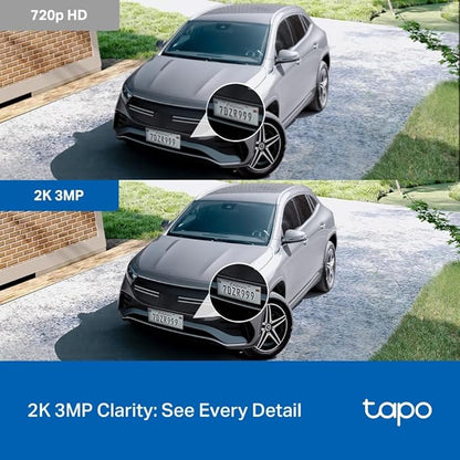 Tapo 2K Indoor/Outdoor Pan/Tilt Wired Security Camera - Baby Monitoring, Person & Baby Cry Detection, 360° Motion Tracking, Night Vision, No-Subscription Local Storage or Optional Cloud, C217 (2-Pack)
