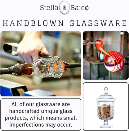Small Glass Apothecary Jars with Lid, Clear Candy Jar with Lid, Cute Small Decorative Glass Jars for Wedding, Display and Home Decor, Glass Canisters (Height: 9", Diameter: 5")
