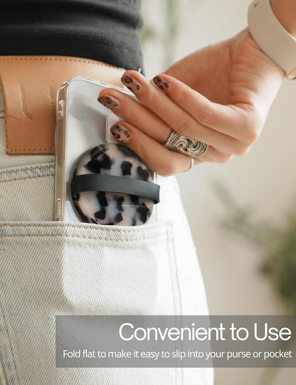 Heesch Tortoise Magnetic Phone Grip Loopy for Phone Case Ring Holder for iPhone Girly Finger Loop for Back of Phone Cute Mag Safe Grip Strap for Hand Removable MagSafe Accessories, Ivory Tortoise