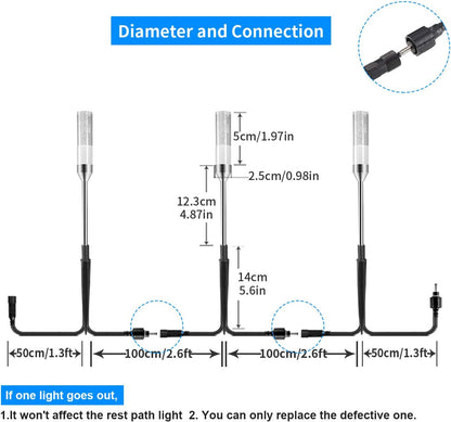 B-right 3PCS Extension Lights for Path Lights, Extendable Waterproof 0.8W 95 Lumens per Light Cool White 6000K (No Adapter)