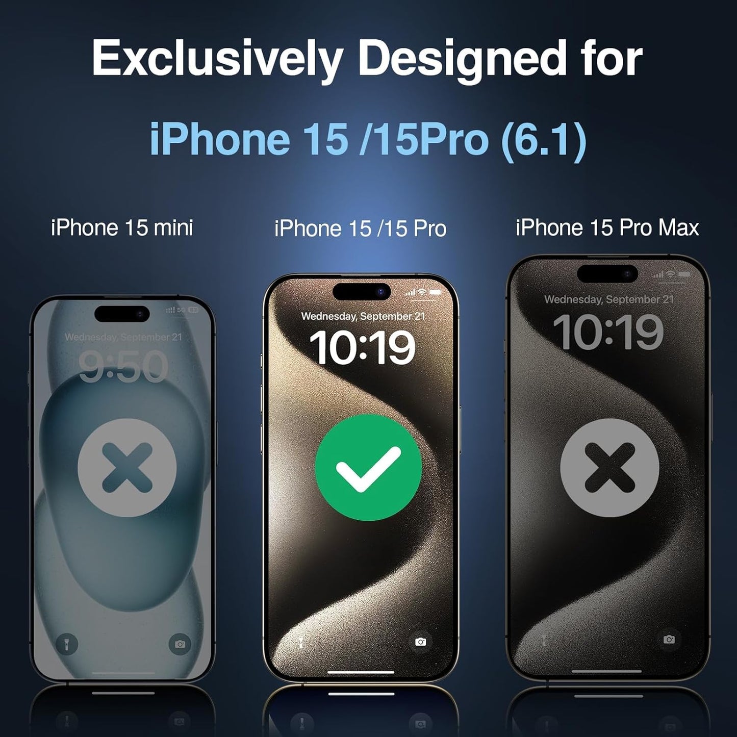 SMARTDEVIL 2PACK Privacy Screen Protector for iPhone 15 Pro Shatterproof Tempered Glass [True 28°Anti Spy] [9H Hardness] [Auto Dust-Elimination Install], [Bubble Free]