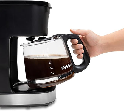 BLACK+DECKER CAFÉCRAFT 12-Cup Coffee Maker, One-Switch Drip Coffeemaker with Vortex Showerhead Technology, Sneak-A-Cup, Keep Warm Function, Stainless Steel