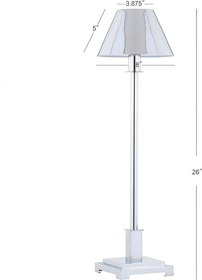 JONATHAN Y 26" Chrome Modern LED Table Lamp for Living Room Bedroom Home Office, Metal Empire Shade, Slim Desk Lamp for Nightstand Buffet, LED Bulb Included JYL6006A