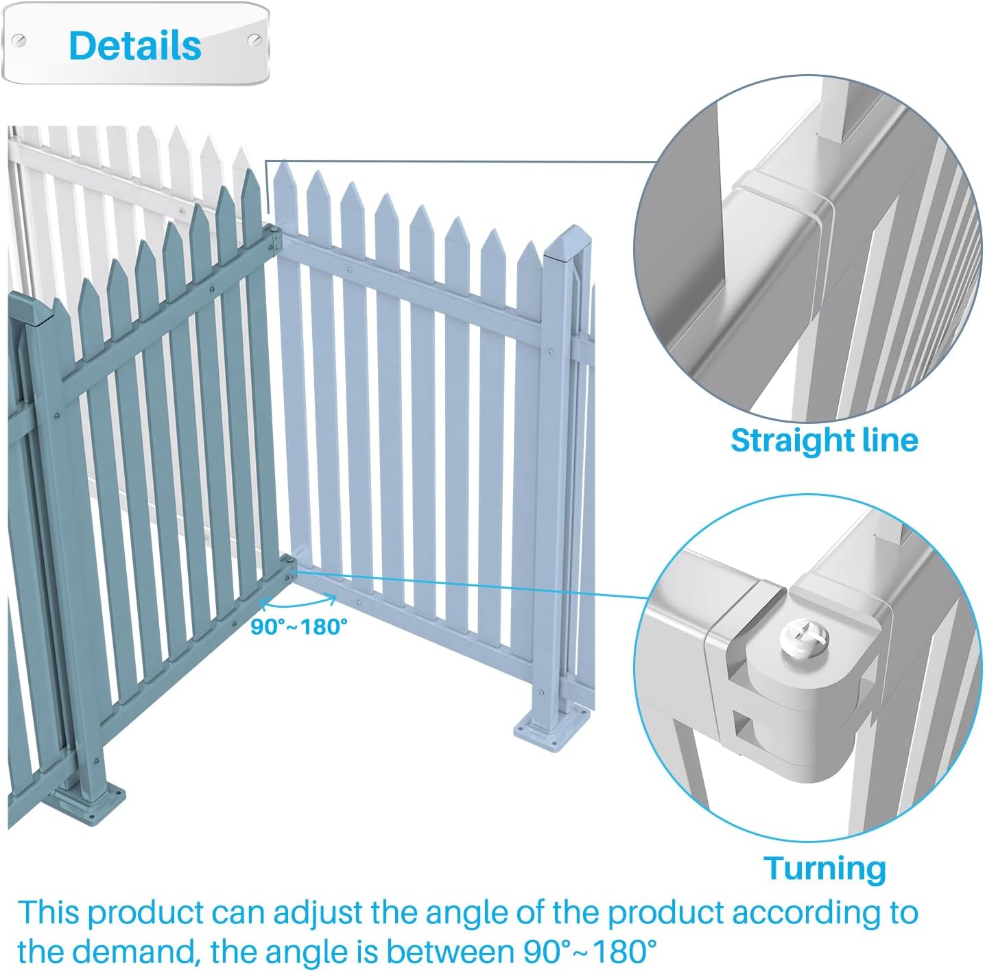 Patio 9 Sets Vinyl Picket Fence Panels 30" H x 84" W White PVC Decorative Fence for Front Yard Porch Patio Deck Pool Air Conditioner Fence Safety Dog Fence (34 Pickets, Straight)