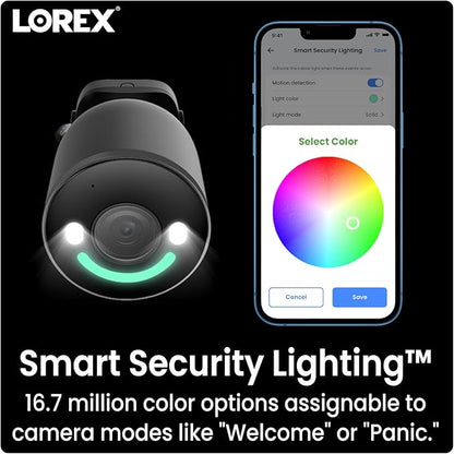 Lorex 4K Spotlight Indoor/Outdoor Wi-Fi 6 Security Camera with Smart Security Lighting, Person, Vehicle, Animal and Package Detection, 2-Way Talk, Quick Response, Lorex Fusion