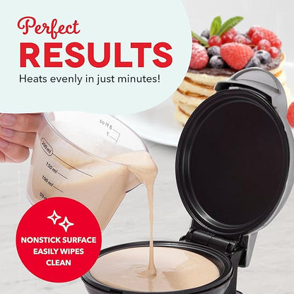 Dash Mini Maker Griddle - Compact Griddle for Creative Homemade Treats - PTFE nonstick surface, Quick Heat-Up System & Space-Saving Design - Silver