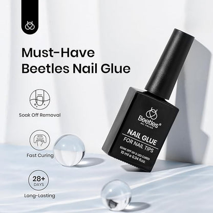 beetles Gel Polish 9 in 1 Nail Glue Gel for Nails Tips 10ml Long Lasting Uv Nail Glue for Acrylic False Nail Tips Base Coat Blooming Nail Gel Led Lamp Required