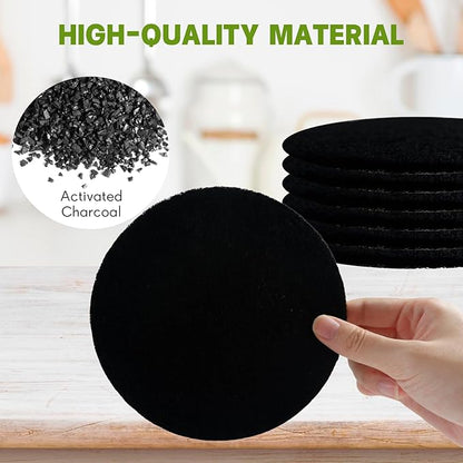 6 Pack Charcoal Filters for Compost Bin Bucket, 5 Inch Round Activated Carbon Charcoal Replacement Filters for Kitchen Countertop and Home Bucket Compost Bin (Refill, Odor Eliminating)