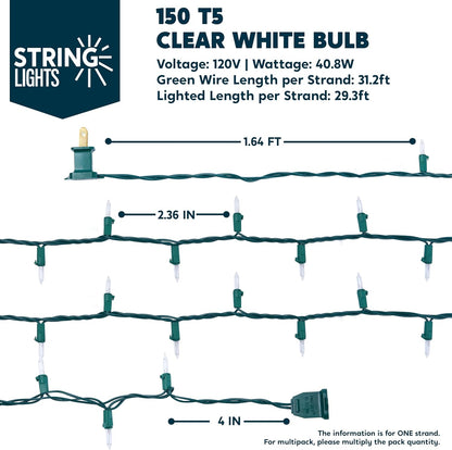 Joiedomi Clear Christmas String Lights Indoor,450(3x150) Mini Warm White Fairy Light,93.6FT Lighting Decor for Patio Dorm Classroom Bedroom Holiday Wedding Party Garland Birthday Festival,Green Wire