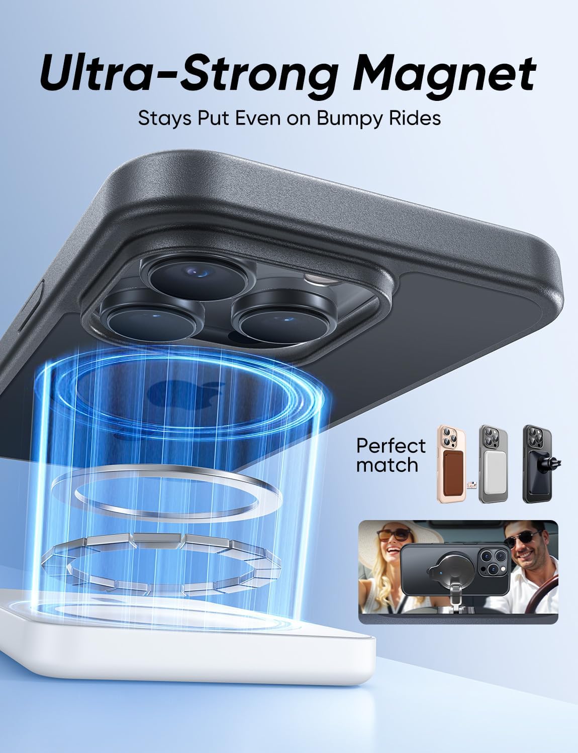 MAGIC JOHN 360° Rotatable Magnetic Invisible Stand for iPhone 16 Pro Max Case [Camera Control Button] [Compatible with MagSafe] 16FT Shockproof for iPhone 16 Pro Max Case with Kickstand, Black