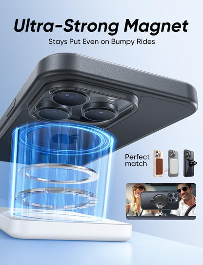 MAGIC JOHN 360° Rotatable Magnetic Invisible Stand for iPhone 16 Pro Max Case [Camera Control Button] [Compatible with MagSafe] 16FT Shockproof for iPhone 16 Pro Max Case with Kickstand, Black