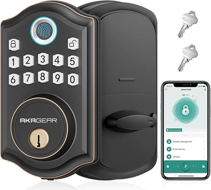 DS10 Pro Keyless Entry Door Lock with APP Control - Fingerprint Electronic Keypad Door Lock, Smart Locks for Front Door, Auto-Lock & One Touch Locking with Bluetooth - Oil Rubbed Bronze