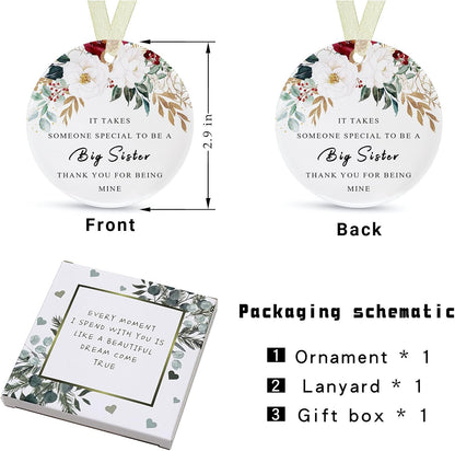 Sister Ornaments 2025 Sis Ornament Big Sisters Ornament Sister Christmas Ornament for Sisters Forever Ornament Sister Graduate Best Sis Ever Double-Sided Printing Ceramic(2.9"