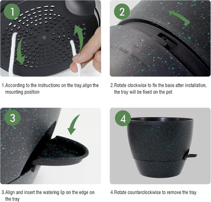 10 Inch Self Watering Hanging Pots, 2 Pack Hanging Planters with 40oZ Deep Reservior for Indoor Outdoor Plants Flowers, Black Speckles