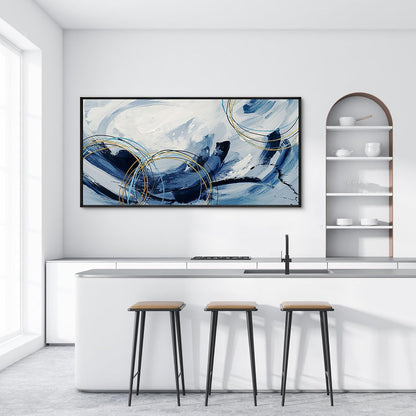 yiijeah Large Wall Art - Abstract Canvas Painting for Living Room Wall Decor Modern Art Work for Wall Giant Gray Wall Paint Office Bedroom Blue and White Home Decor