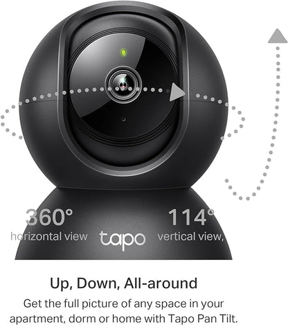 Tapo 2K Indoor Pan/Tilt Wired Security Camera - Works as a Baby Monitor & Pet Camera, Motion Detection, 2-Way Audio, Siren, Night Vision, No-Subscription Local Storage or Optional Cloud, C211 (2-Pack)