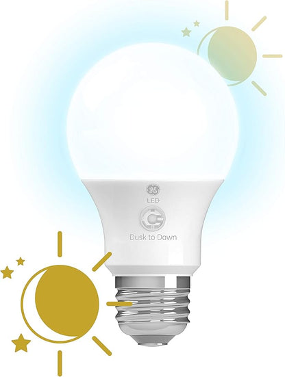 GE LED+ Dusk to Dawn A19 LED Light Bulbs, Automatic On/Off Outdoor Light, Daylight, 8.5W (3 Pack)