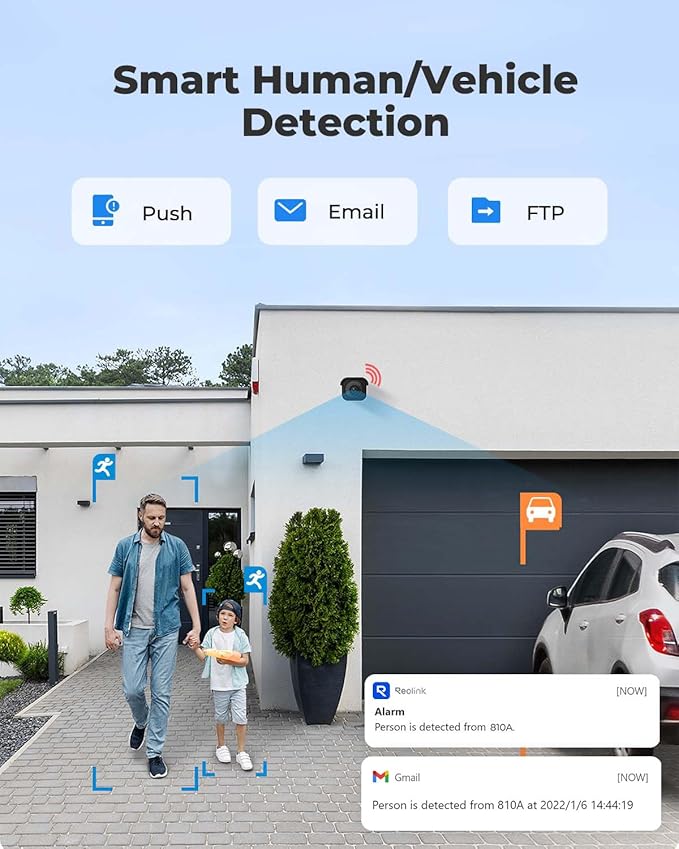REOLINK 4K/8MP Wired Security PoE IP Camera, Human/Vehicle/Pet Detection, Time-Lapse, 100ft IR Night Vision, Work with Smart Home, Up to 512GB microSD Card, Outdoor/Indoor Surveillance, RLC-810A
