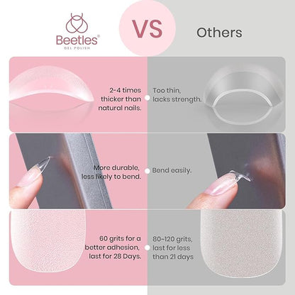 Beetles Gel Nail Tips 576Pcs Extra Short Almond Fake Nails Etch-X Half Matte Press on Nail Tips Full Cover Gifts for Women Gel Nail Polish Extensions Set