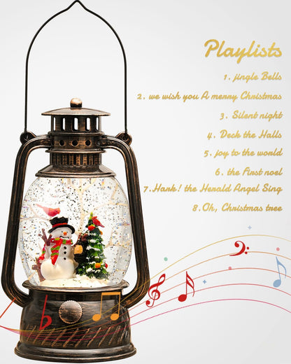 Snow Globe Christmas Decorations - Musical Christmas Snow Globes with 6H Timer,Snowman Cardinal Christmas Tree Scene Snow Globes Lantern USB or Battery Powered,Christmas Decorations Decor for Home