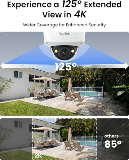 REOLINK 4K Security Camera System, 4pcs 4K UHD IK10 Vandalproof PoE Surveillance Cams Outdoor, 8CH NVR 2TB HDD, Color Night Vision, Smart Detection, 2-Way Talk, IP67 Weatherproof, RLK8-800V4