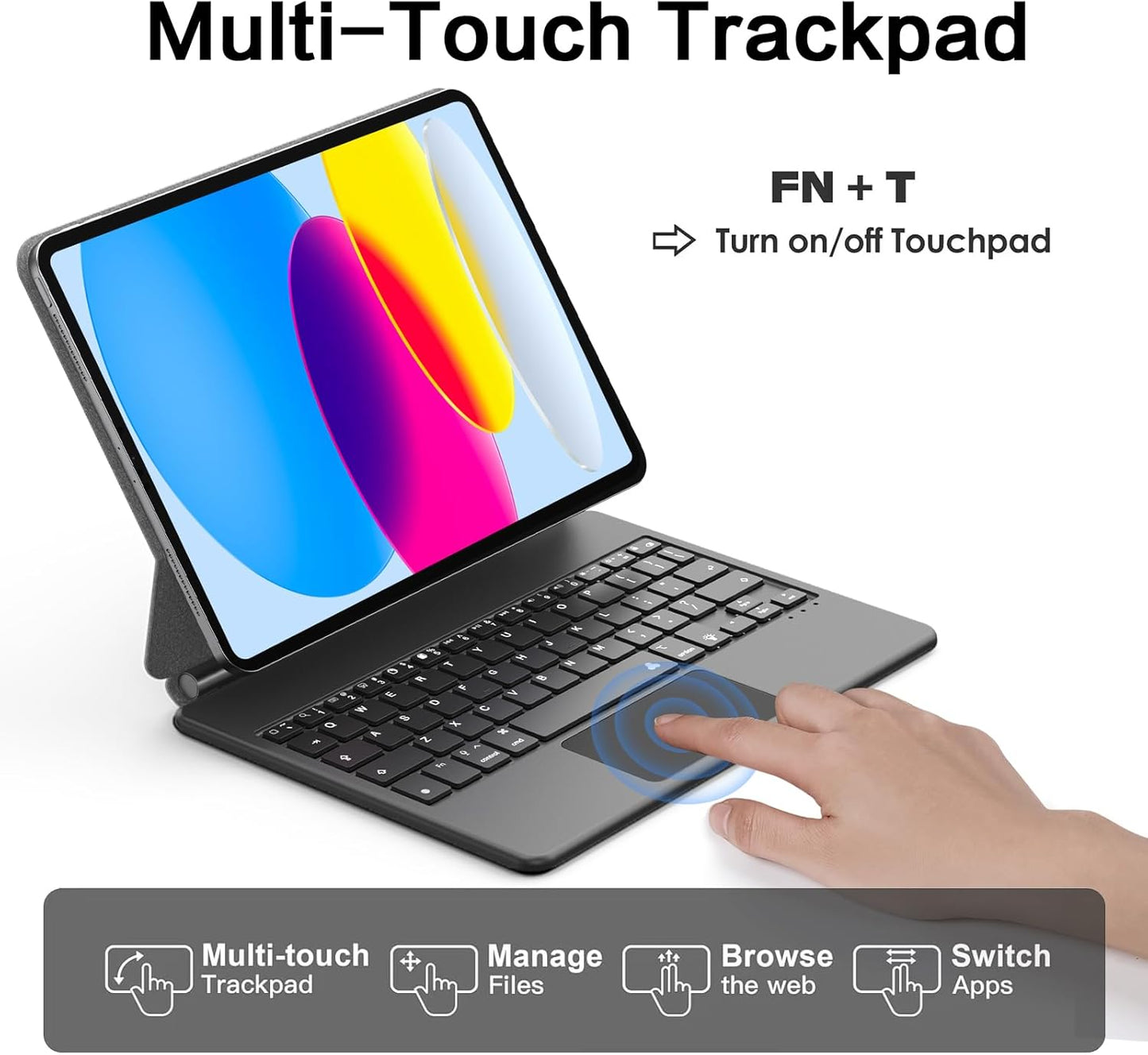 Magic Keyboard Case for iPad 11th (A16, 2025)/10th Generation 2022, Magnetic Stand with Multi-Touch Trackpad, iPad 10.9-inch 10th Gen /11th Gen Keyboard Case, Floating Cantilever Stand,Backlit,Black