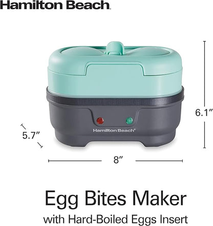Hamilton Beach Sous Vide Style Electric Egg Bite Maker, Hard Boiled Egg Cooker & Poacher with Removable Nonstick Tray, Makes 2 in Under 10 Minutes, Teal (25511)