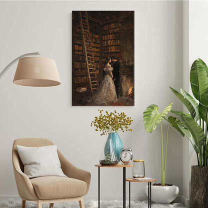 JFHCQJPK Gothic retro library scene decoration melancholy calm art college style wall aesthetic antique style home decoration suitable for bedroom living room8x12in Frameless