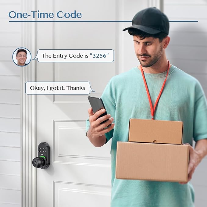 Keypad Smart Door Knob Lock, Yamiry Keyless Entry Digital Lock with Handle, Electronic Code Knob for Front Door, Easy Installation